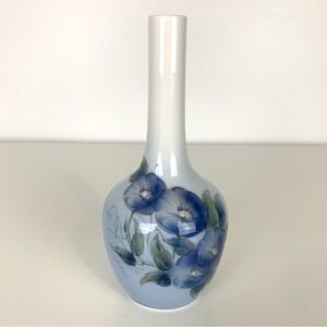 Royal Copenhagen Vase Blue Morning Glory Flowers Floral Denmark Vtg 790 43B